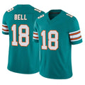 M.Dolphins #18 Chris Bell Player Aqua Limited Alternate Vapor F.U.S.E. Home Game Jdoa Stitched Jerseys