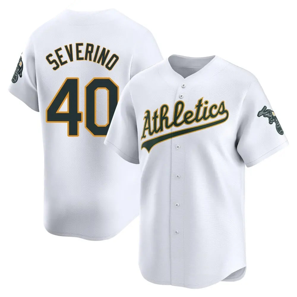 Athletics #40 Luis Severino Player White Limited Home Game Jdoa Stitched Jerseys