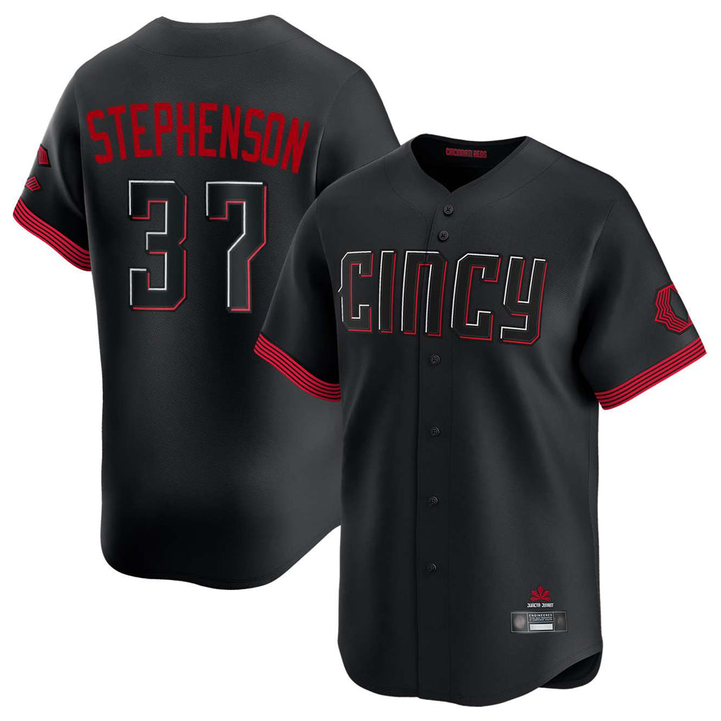 C.Reds #37 Tyler Stephenson Player Black City Connect Home Limited Jdoa Stitched Jerseys
