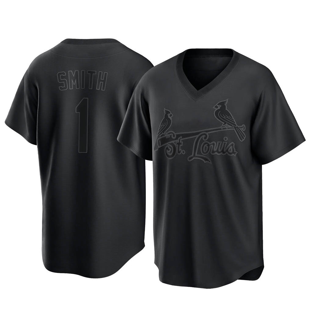 St. Louis Cardinals #1 Ozzie Smith Player Black City Connect T-shirt Jdoa Stitched Jerseys
