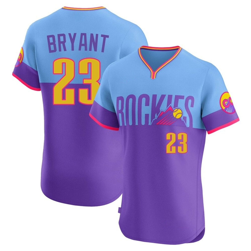 C.Rockies #23 Kris Bryant Player Purple-Light Blue City Connect Limited Elite Home T-shirt Jdoa Stitched Jerseys