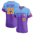 C.Rockies #23 Kris Bryant Player Purple-Light Blue City Connect Limited Elite Home T-shirt Jdoa Stitched Jerseys