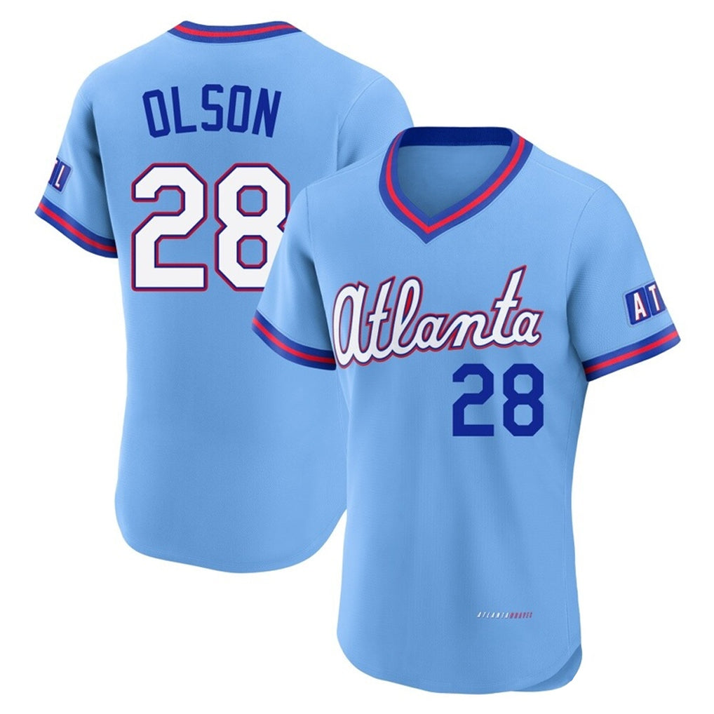 A.Braves #28 Matt Olson Player Powder Blue 2026 City Connect T-shirt Limited Elite Home Game Jdoa Stitched Jerseys