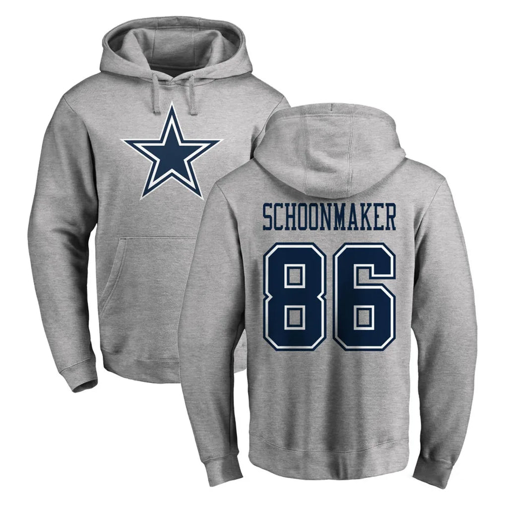 D.Cowboys #86 Luke Schoonmaker Player Gray LOGO Pullover Hoodie Limited Jdoa Stitched Jerseys