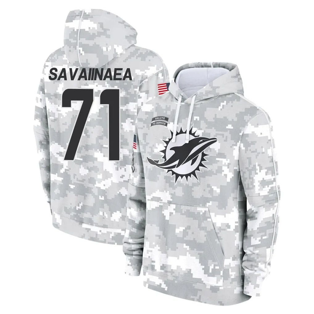 M.Dolphins #71 Jonah Savaiinaea Player Arctic Camo Salute to Service Hoodies Limited Game Jdoa Stitched Jerseys