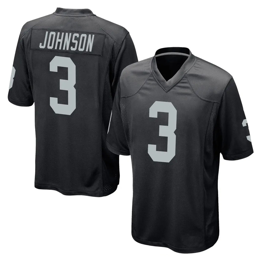 LV.Raiders #3 Taron Johnson Player Black Home Game Stitched Jerseys