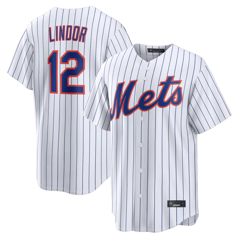NY.Mets #12 Francisco Lindor Player White Home Replica Jdoa Stitched Jerseys