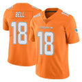 M.Dolphins #18 Chris Bell Player Orange Limited Home Game Jdoa Stitched Jerseys