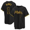 A.Braves #1 Ozzie Albies Player Black Snake Skin City Home Game Jdoa Stitched Jerseys