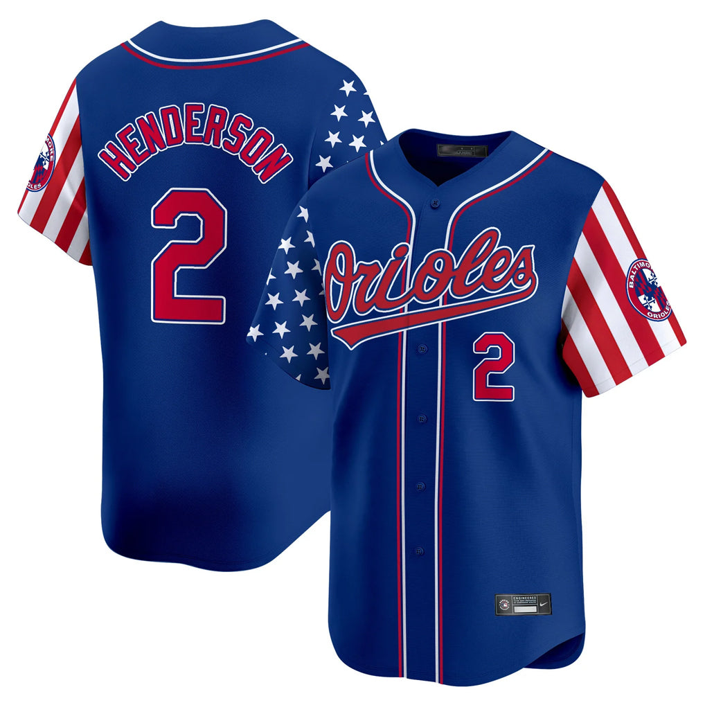 B.Orioles #2 Gunnar Henderson Player Royal Independence Day Vapor Premier Limited Home Game Jdoa Stitched Jerseys
