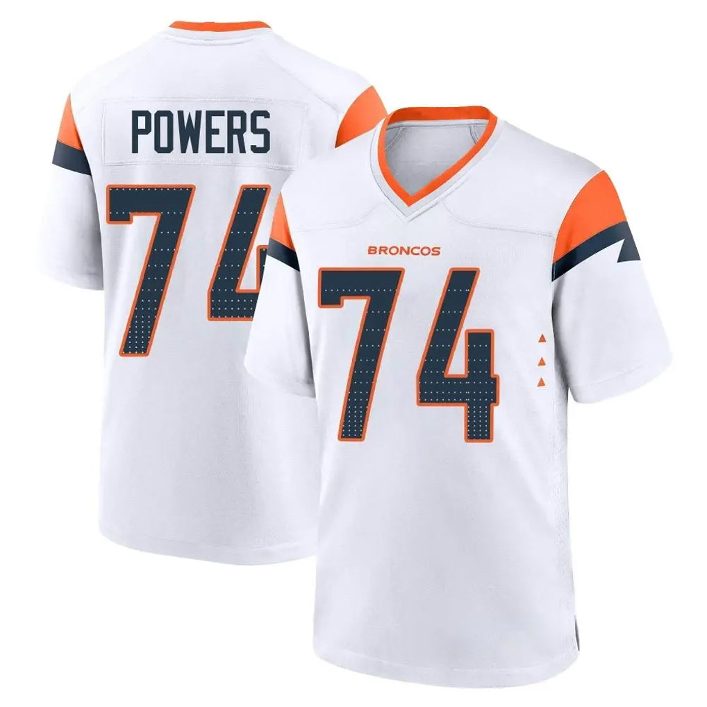 D.Broncos #74 Ben Powers Player White Home Game Jdoa Stitched Jerseys