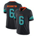 M.Dolphins #6 Malik Washington Player Black Limited Pitch Rivalries Collection Home Game Jdoa Stitched Jerseys