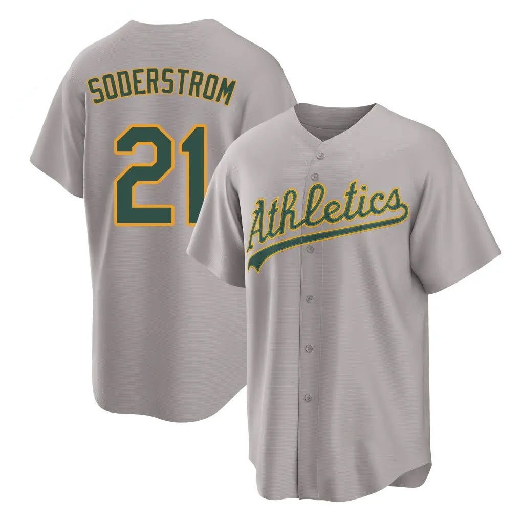 Athletics #21 Tyler Soderstrom Player Gray Home Game Jdoa Stitched Jerseys