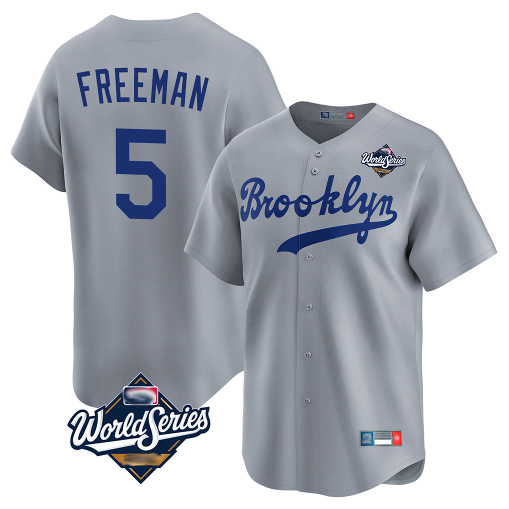 LA.Dodgers #5 Freddie Freeman Player Gray World Series Game Limited Home Jdoa Stitched Jerseys