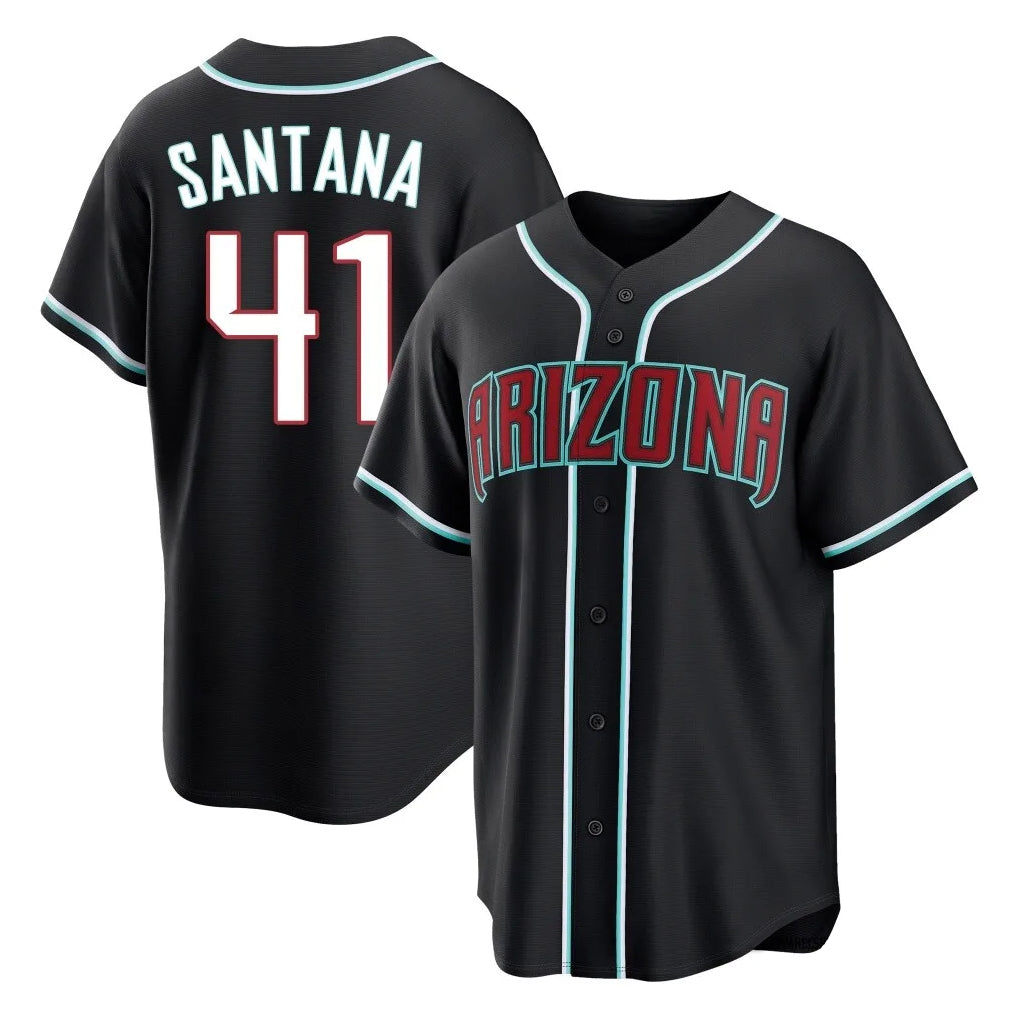 A.Diamondbacks #41 Carlos Santana Player Black Home Game Jdoa Stitched Jerseys