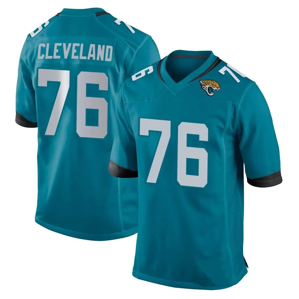 J.Jaguars #76 Ezra Cleveland Player Teal Home Game Jdoa Stitched Jerseys