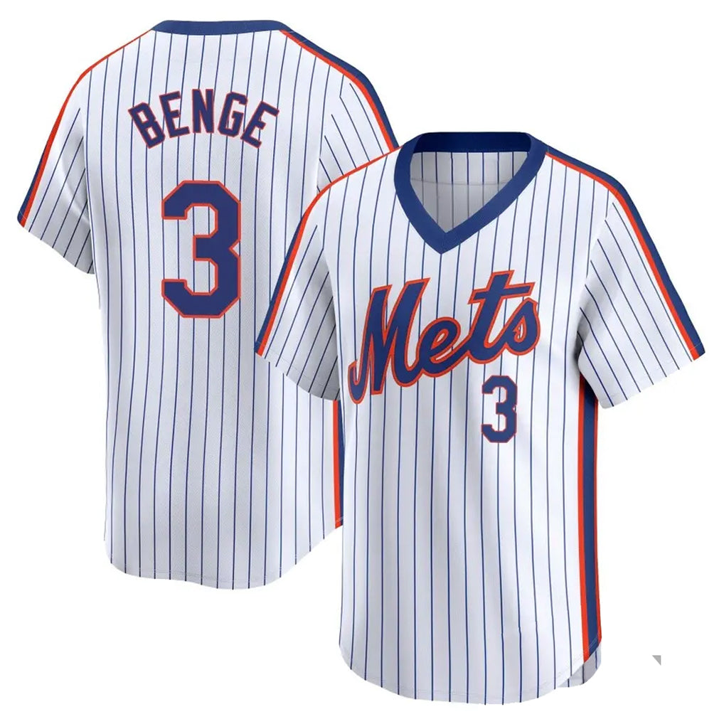 NY.Mets #3 Carson Benge Player White Cooperstown Collection T-shirt Game Jdoa Stitched Jerseys