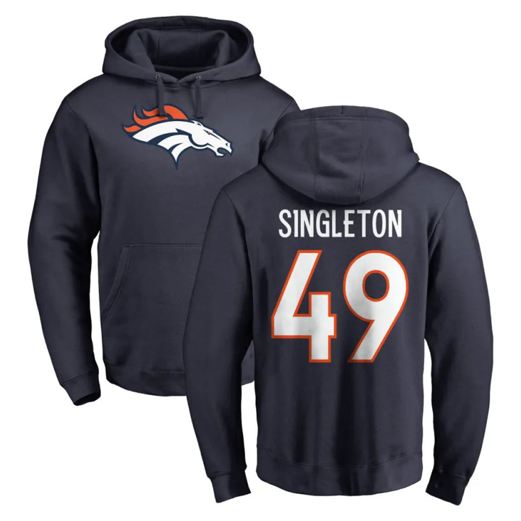 D.Broncos #49 Alex Singleton Player Navy Pullover Hoodie Limited Jdoa Stitched Jerseys