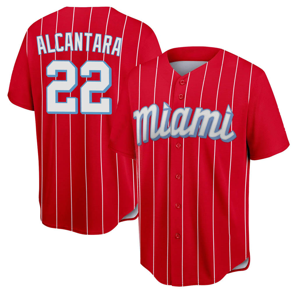 M.Marlins #22 Sandy Alcantara Player Red City Connect Home Game Jdoa Stitched Jerseys