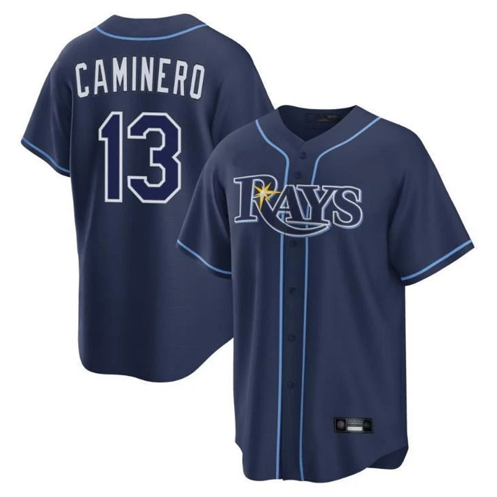 T.Bay Rays #13 Junior Caminero Player Navy Home Limited Jdoa Stitched Jerseys
