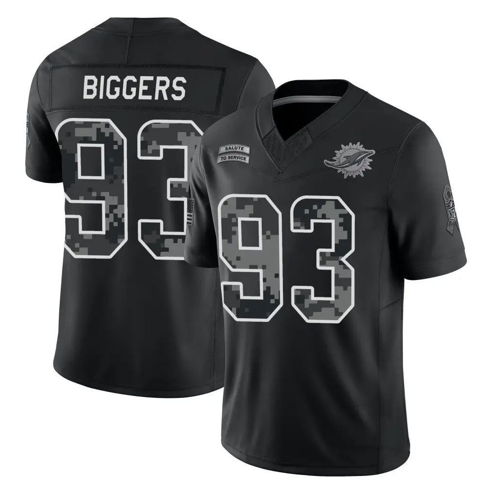 M.Dolphins #93 Zeek Biggers Player Black Limited 2026 Salute to Service Home Game Jdoa Stitched Jerseys