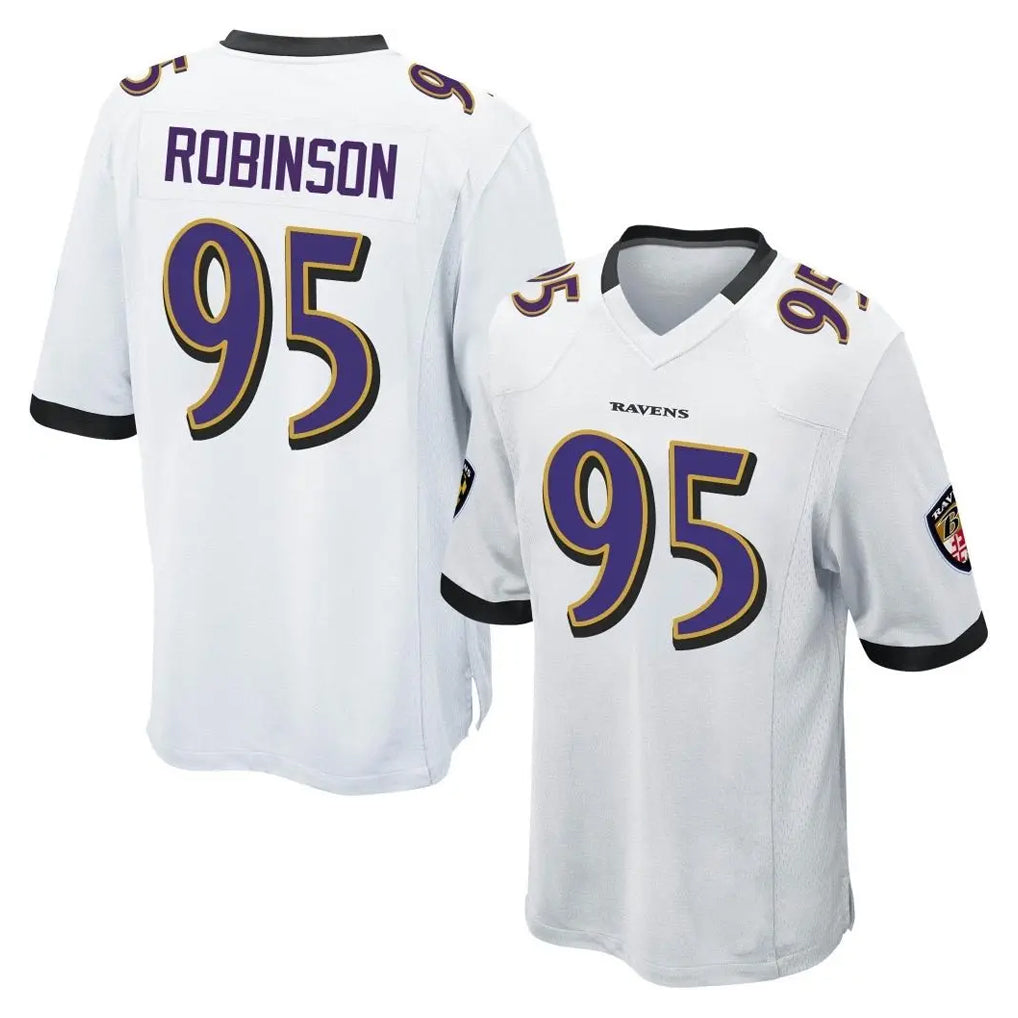 B.Ravens #95 Tavius Robinson Player White Home Game Jdoa Stitched Jerseys