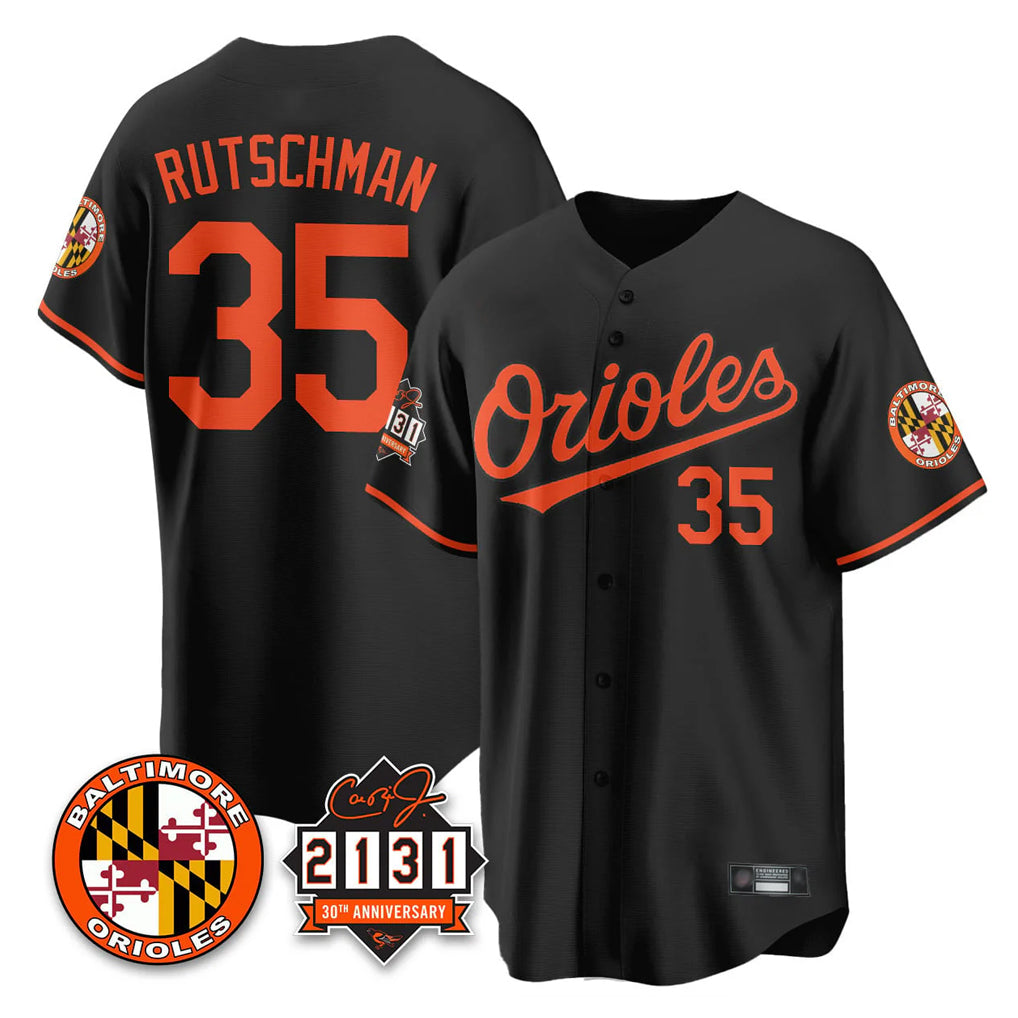 B.Orioles #35 Adley Rutschman Player Black 30th Anniversary of 2131 Home Game Jdoa Stitched Jerseys