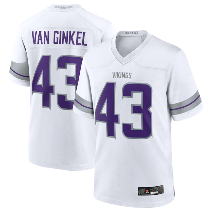 Jdoa #43 Andrew Van Ginkel Player MN.Vikings White Alternate Game Stitched Jerseys
