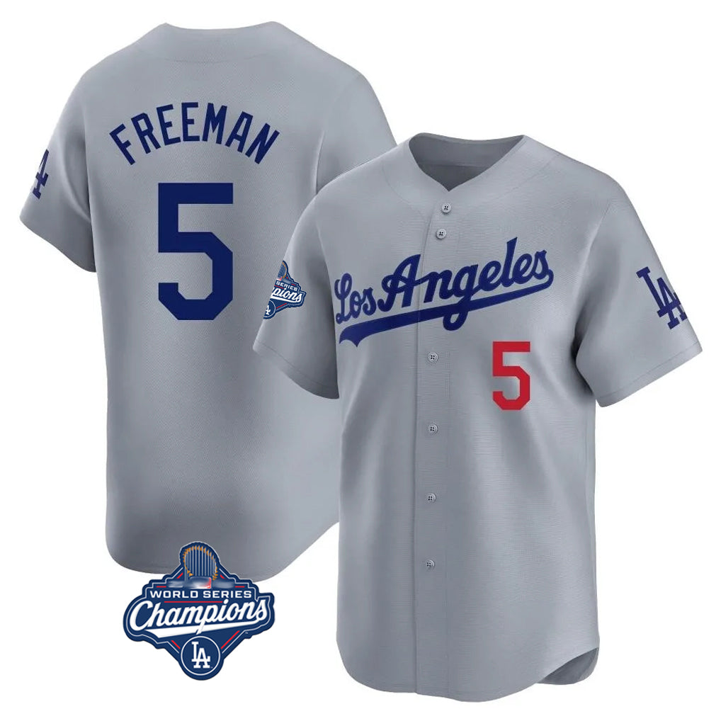 LA.Dodgers #5 Freddie Freeman Player Gray World Series Meet Limited Home Jdoa Stitched Jerseys