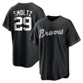 A.Braves #29 John Smoltz Player Black Home Game Jdoa Stitched Jerseys