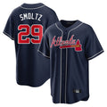 A.Braves #29 John Smoltz Player Navy Home Game Jdoa Stitched Jerseys