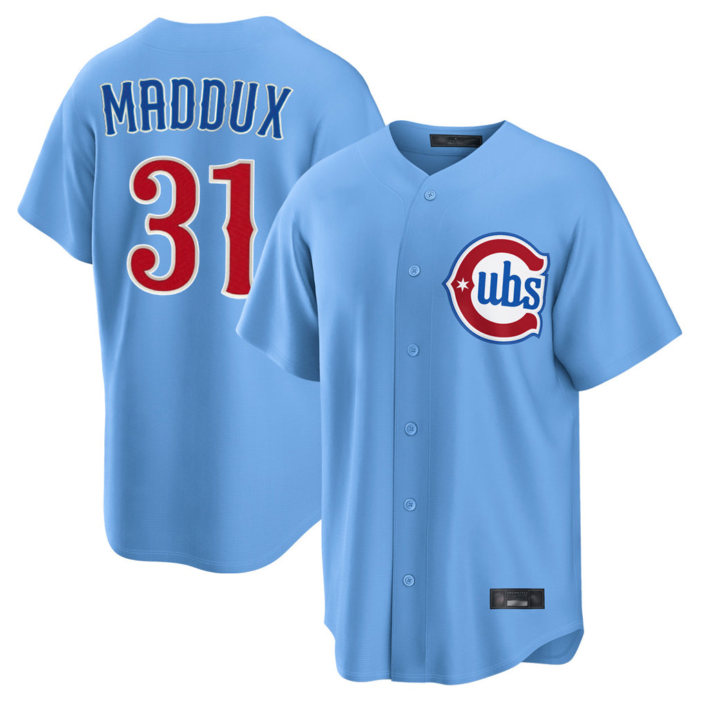 C.Cubs #31 Greg Maddux Player Light Blue Home Game Jdoa Stitched Jerseys