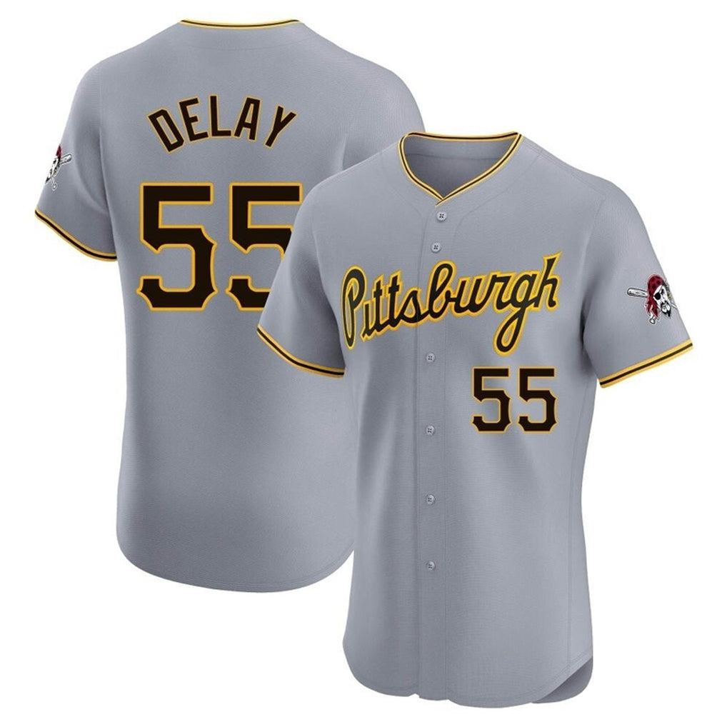 P.Pirates #55 Jason Delay Player Gray Road Home Limited Elite Jdoa Stitched Jerseys