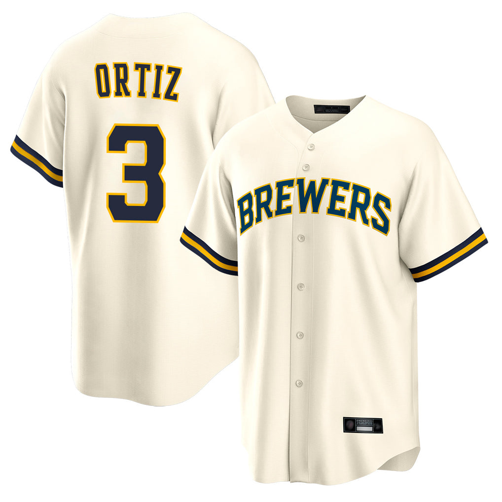 M.Brewers #3 Joey Ortiz Player Cream Home Game Jdoa Stitched Jerseys