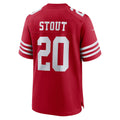 Jdoa SF.49ers #20 Upton Stout Scarlet Team Game Jersey