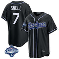 LA.Dodgers #7 Blake Snell Player Black Carbon Limited World Series Meet Home Jdoa Stitched Jerseys
