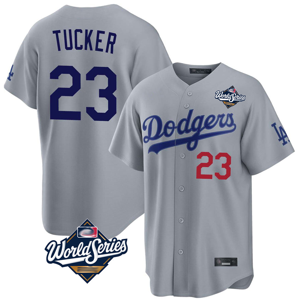 LA.Dodgers #23 Kyle Tucker Player Gray World Series Game Home Jdoa Stitched Jerseys