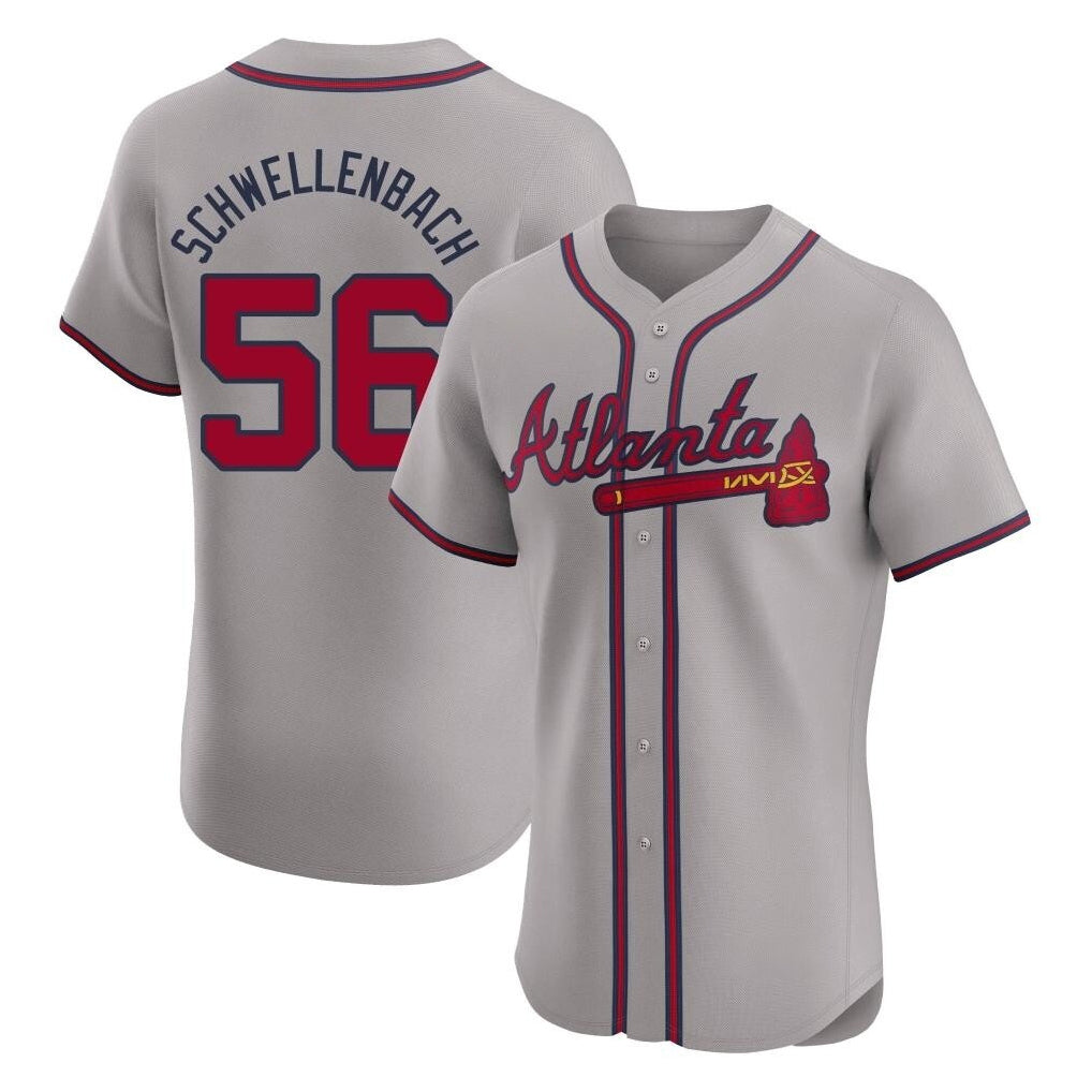 A.Braves #56 Spencer Schwellenbach Player Gray Limited Elite Home Game Jdoa Stitched Jerseys