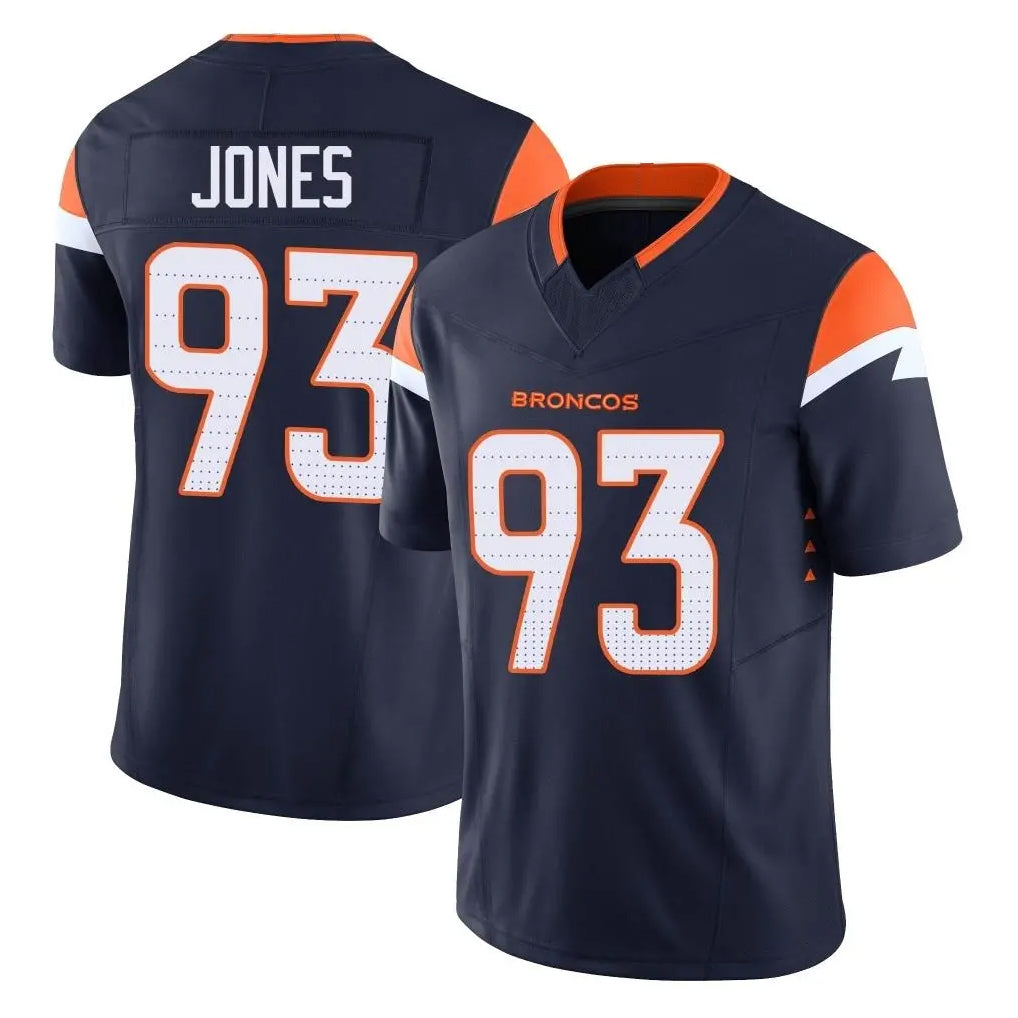 D.Broncos #93 D.J. Jones Player Navy Limited Vapor F.U.S.E. Home Game Jdoa Stitched Jerseys
