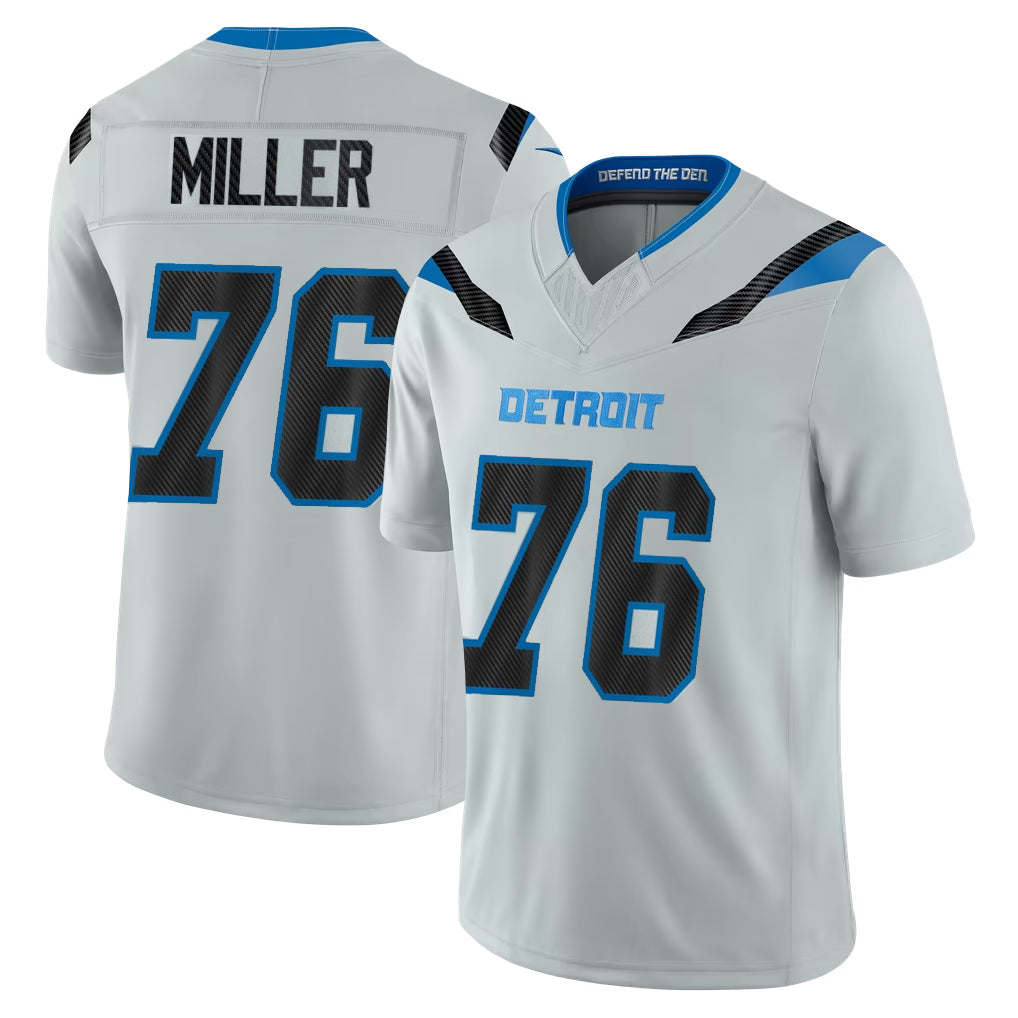 D.Lions #76 Blake Miller Player Silver Limited 2026 Rivalries Collection Home Game Jdoa Stitched Jerseys