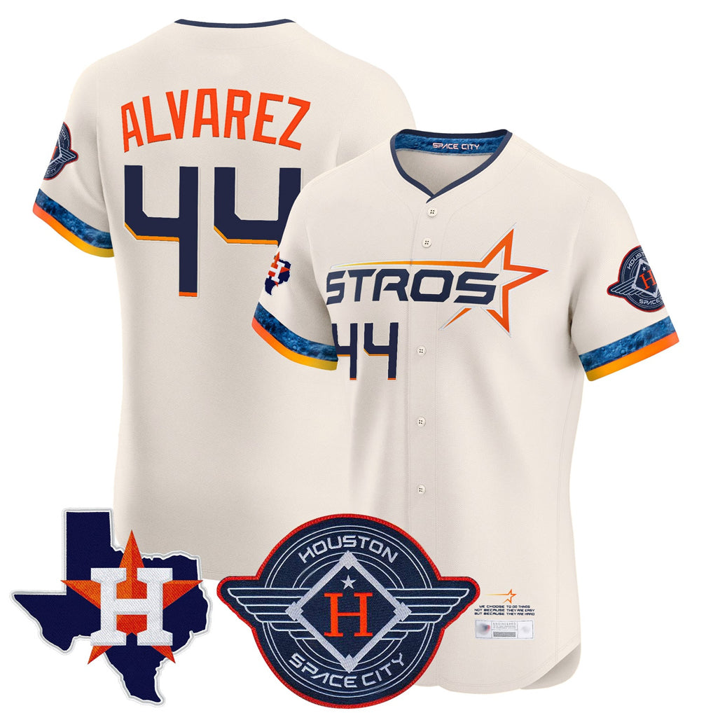 H.Astros #44 Yordan Alvarez Player Cream City Connect Texas Patch Vapor Premier Limited Elite Home Jdoa Stitched Jerseys