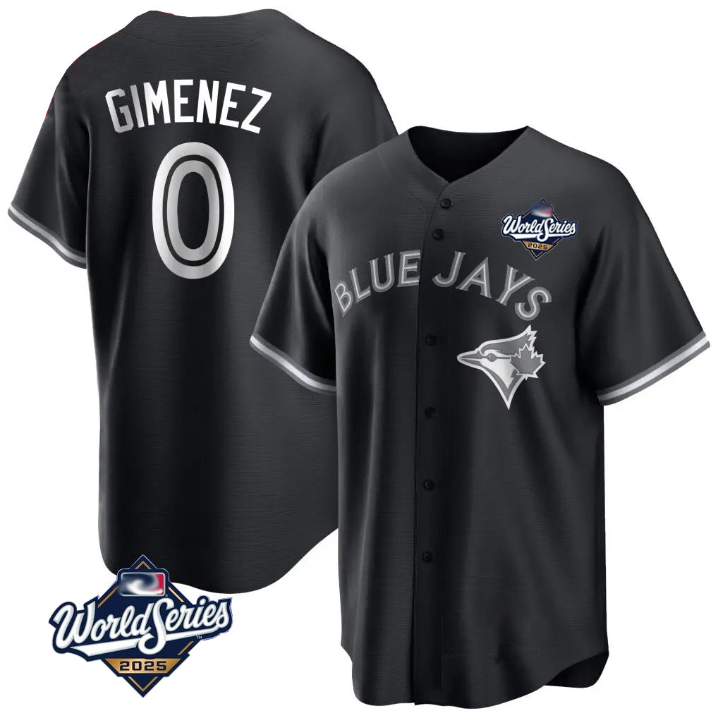 T.Blue Jays #0 Andres Gimenez Player Black 2025 World Series Game Jdoa Stitched Jerseys