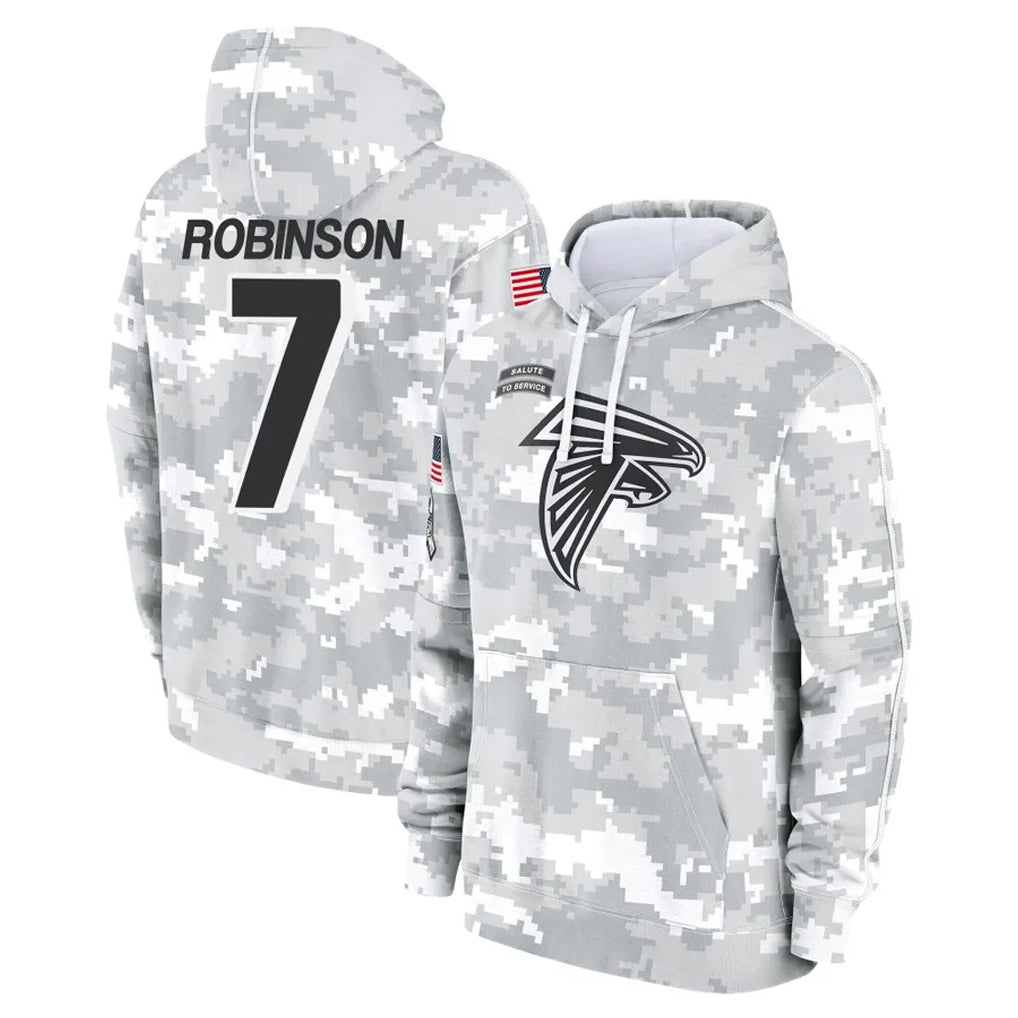 A.Falcons #7 Bijan Robinson Player Camo Arctic Salute to Service Hoodies Limited Jdoa Stitched Jerseys