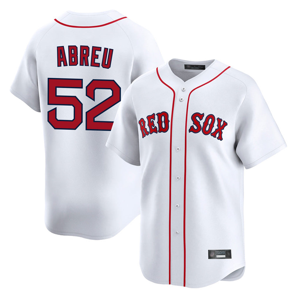B.Red Sox #52 Wilyer Abreu Player White Limited Home Game Jdoa Stitched Jerseys