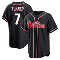 P.Phillies #7 Trea Turner Player Black Fashion Out Home Game Jdoa Stitched Jerseys