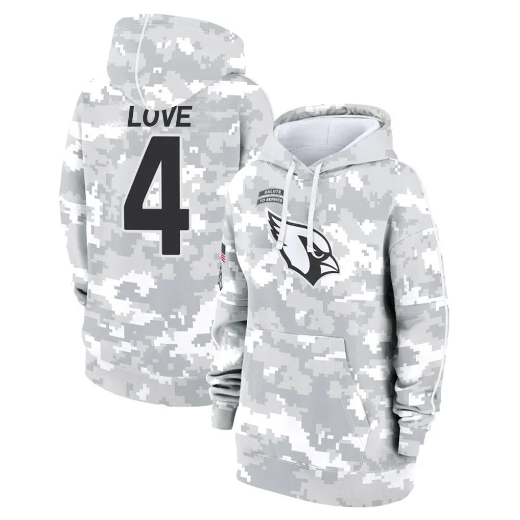 A.Cardinals #4 Jeremiyah Love Player Arctic Camo Salute to Service Hoodies Jdoa Stitched Jerseys