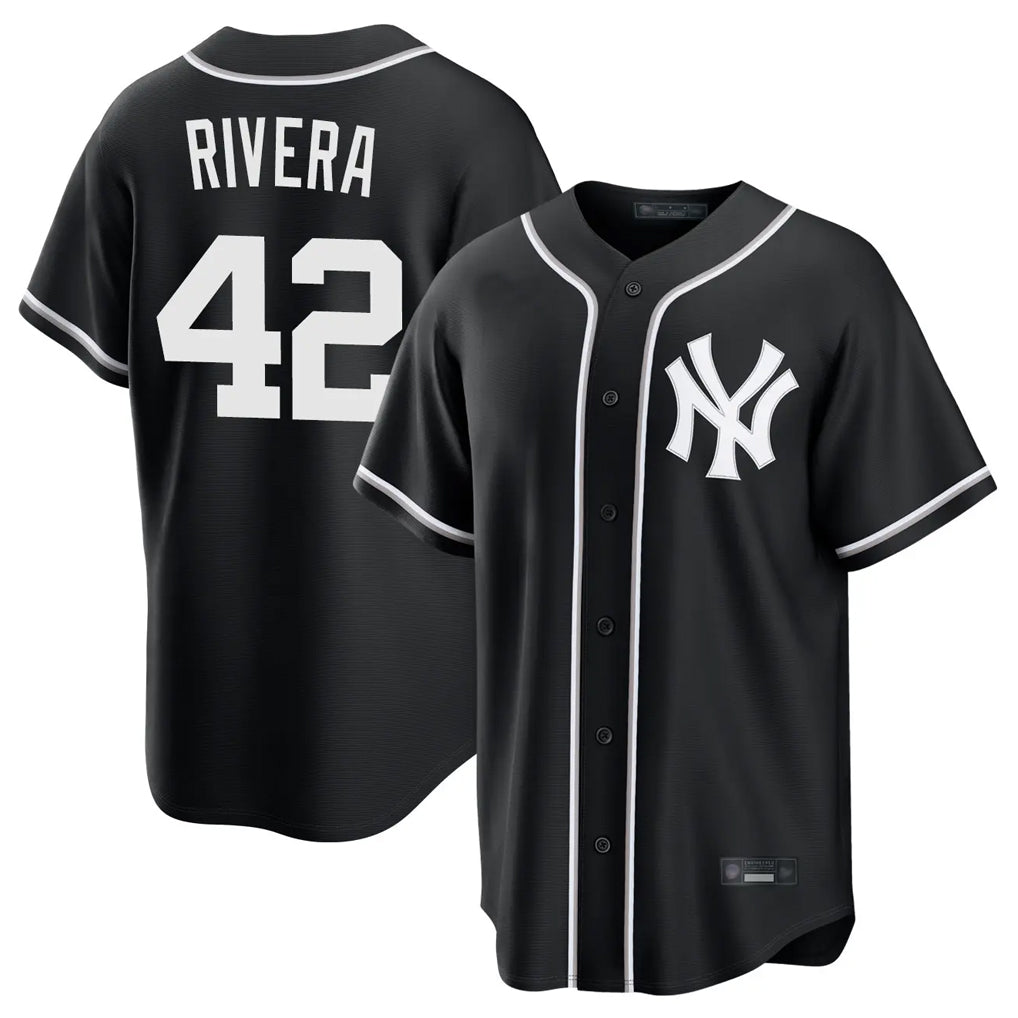NY.Yankees #42 Mariano Rivera Player Black Out Game Home Jdoa Stitched Jerseys
