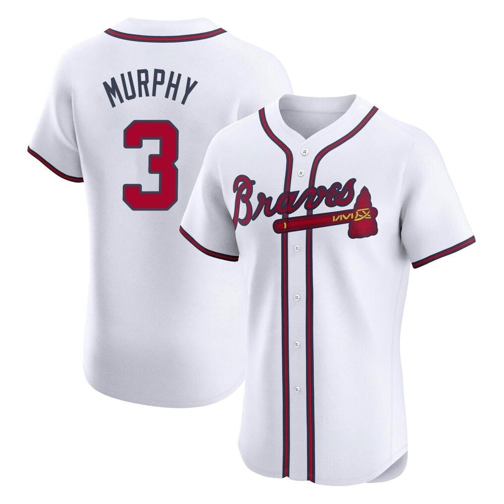A.Braves #3 Dale Murphy Player White Limited Elite Home Game Jdoa Stitched Jerseys