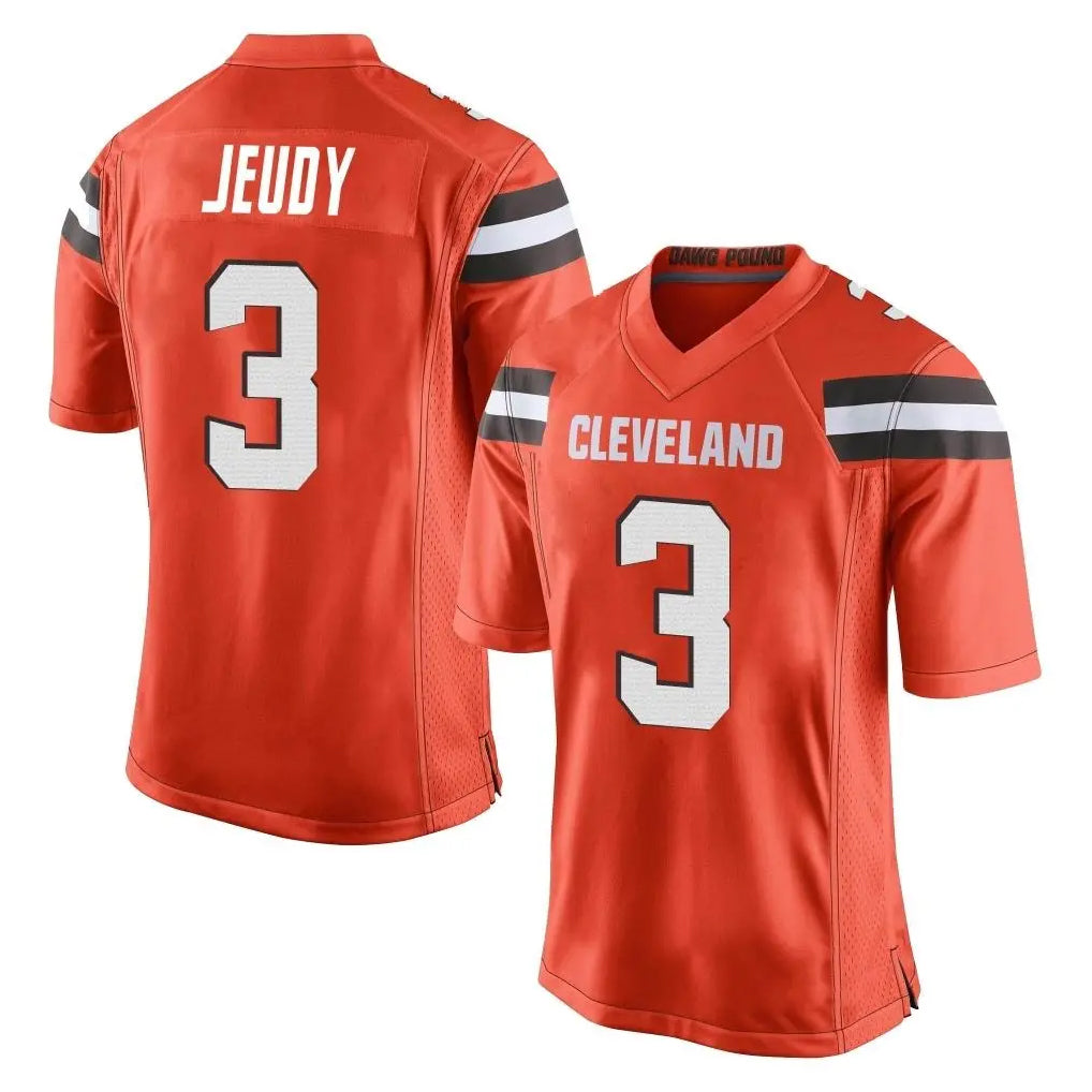 C.Browns #3 Jerry Jeudy Player Orange Home Game Jdoa Stitched Jerseys