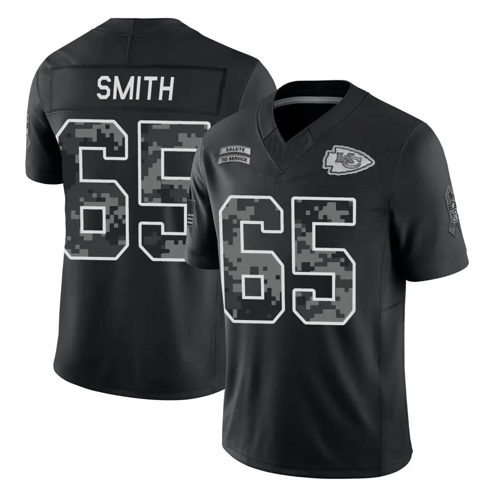 KC.Chiefs #65 Trey Smith Player Black Limited 2026 Salute to Service Home Game Stitched Jerseys